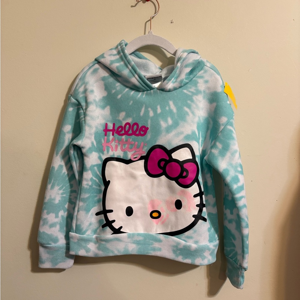 Hello Kitty girls' Size 7 tie-dye Mint Green pullover hoodie sweatshirt‎ graphic